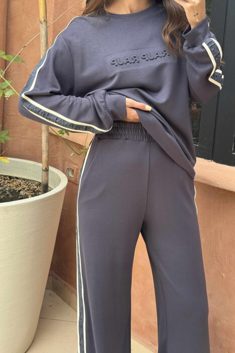 BLOUSE+SWEATPANTS SIDE LINES WOMEN SET DARK GREY/GEE - 4