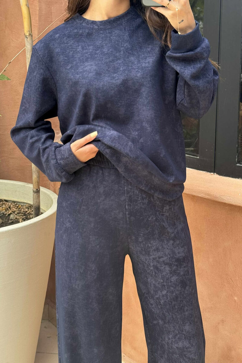 BLOUSE+SWEATPANTS SIMPLE DESIGN WOMEN SET BLUE/BLU - 3