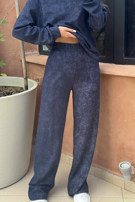 BLOUSE+SWEATPANTS SIMPLE DESIGN WOMEN SET BLUE/BLU - 4