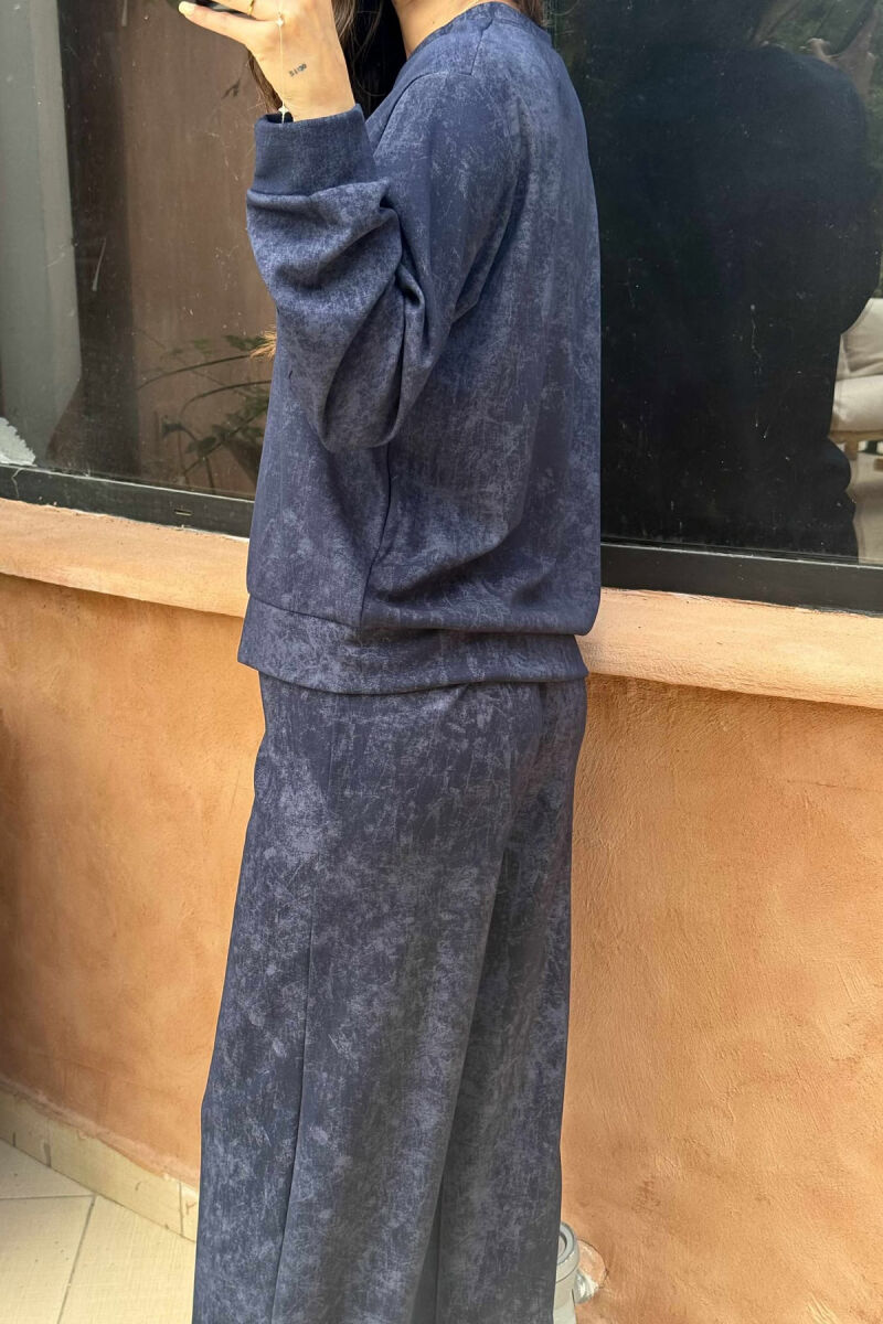BLOUSE+SWEATPANTS SIMPLE DESIGN WOMEN SET BLUE/BLU - 5