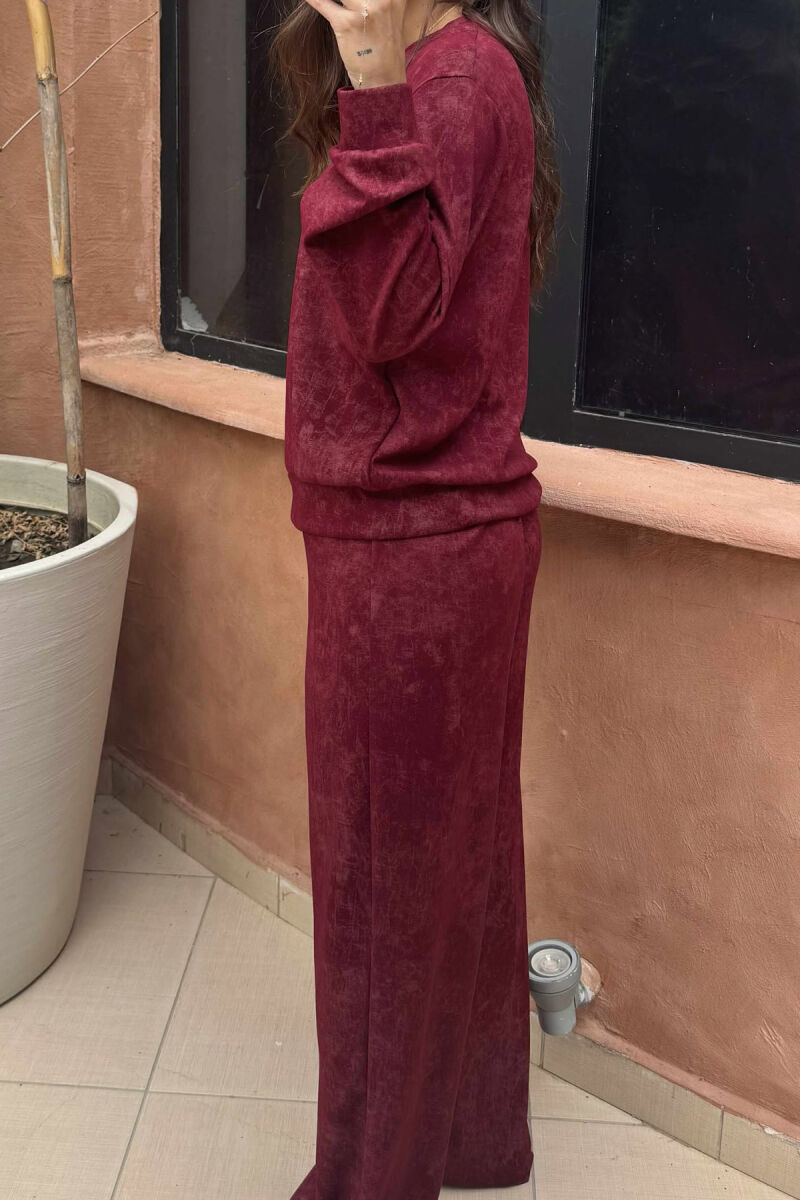 BLOUSE+SWEATPANTS SIMPLE DESIGN WOMEN SET BURGUNDY/VISHNJE - 4