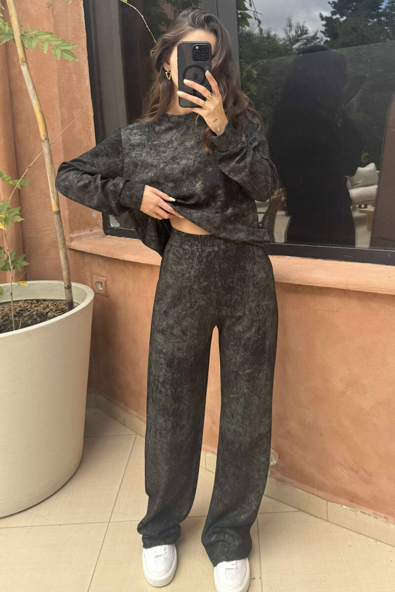 BLOUSE+SWEATPANTS SIMPLE DESIGN WOMEN SET DARK GREEN/JEE - 2
