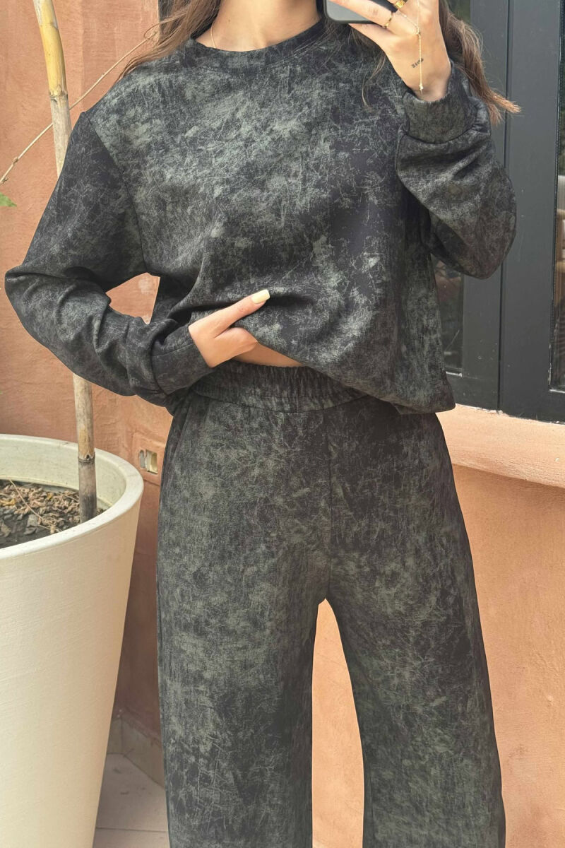 BLOUSE+SWEATPANTS SIMPLE DESIGN WOMEN SET DARK GREEN/JEE - 4