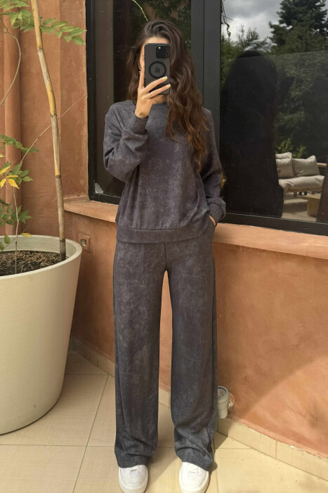 BLOUSE+SWEATPANTS SIMPLE DESIGN WOMEN SET GREY/GRI - 1