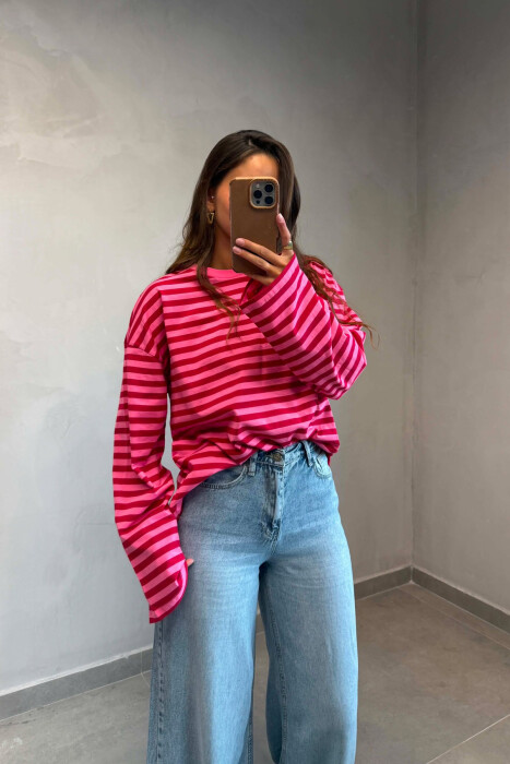 BLUZE E THJESHTE ME DIZJAN ME VIJA PER FEMRA NE NGJYRE ROZE ME TE KUQE - 4