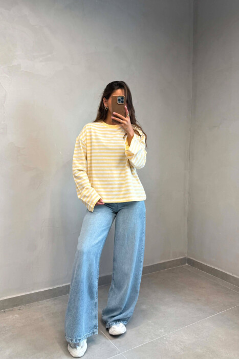 BLUZE E THJESHTE ME DIZJAN ME VIJA PER FEMRA NE NGJYRE TE VERDHE - KLAUDIO FASHION