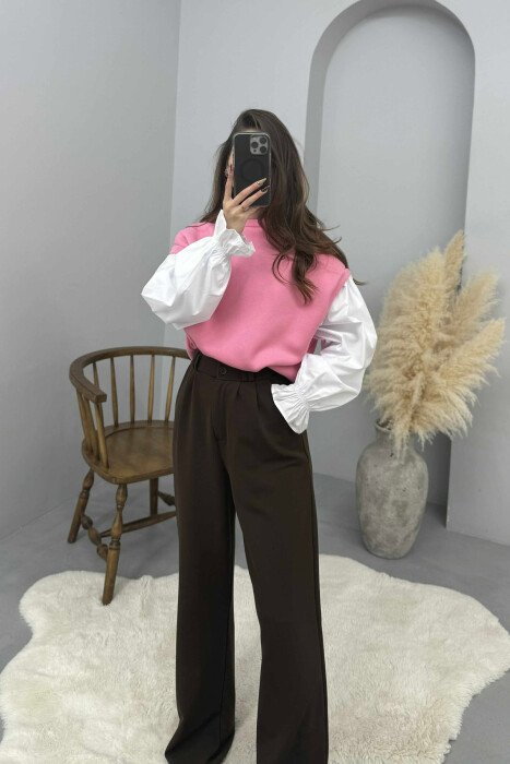 BLUZE E THJESHTE ME PUSH DHE JAKE TE RRUMBULLAKET PER FEMRA NE NGJYRE ROZE - 4