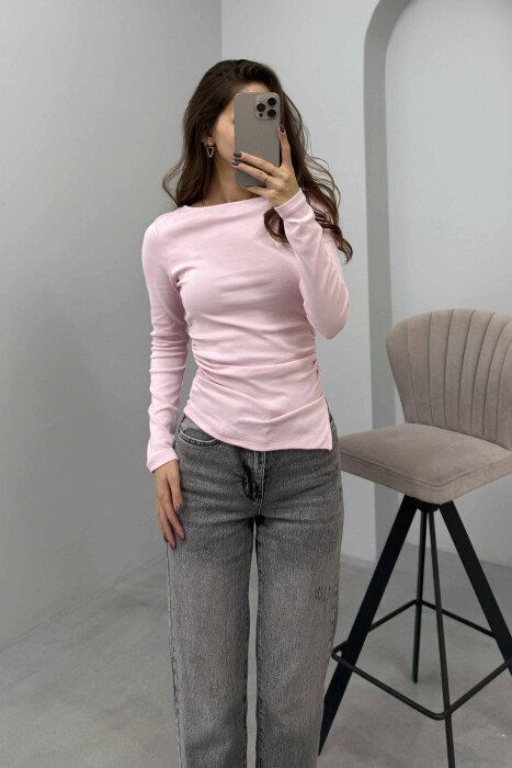BLUZË E THJESHTË NJË NGJYRËSHE PËR FEMRA NË NGJYRË ROZË - 4