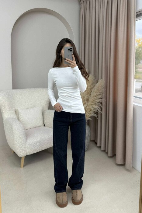 BLUZË E THJESHTË NJË NGJYRËSHE PËR FEMRA NË NGJYRË TË BARDHË - KLAUDIO FASHION
