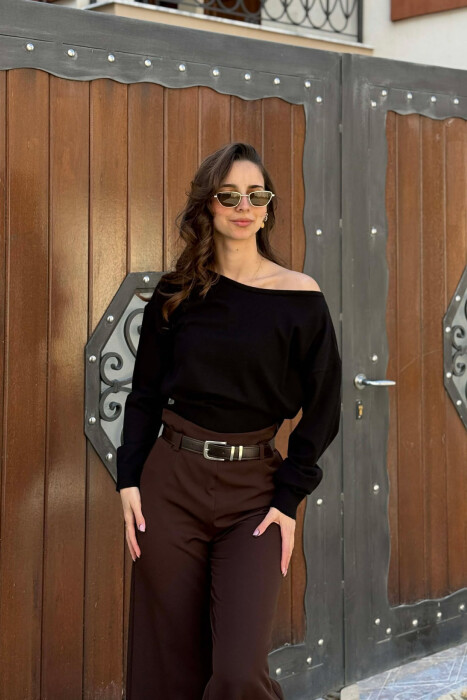 ONE COLOR SIMPLE WOMAN SWEATER BLACK/ E ZEZE 