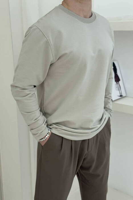 BLUZË E THJESHTË PËR MESHKUJ NË NGJYRËN BEZHË E ZBARDHUR - 5