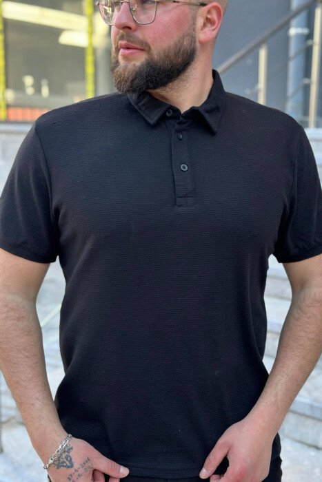 BLUZË ME DETAJIN E KOPSAVE NË JAKË PËR MESHKUJ NË NGJYRËN E ZEZË - KLAUDIO FASHION