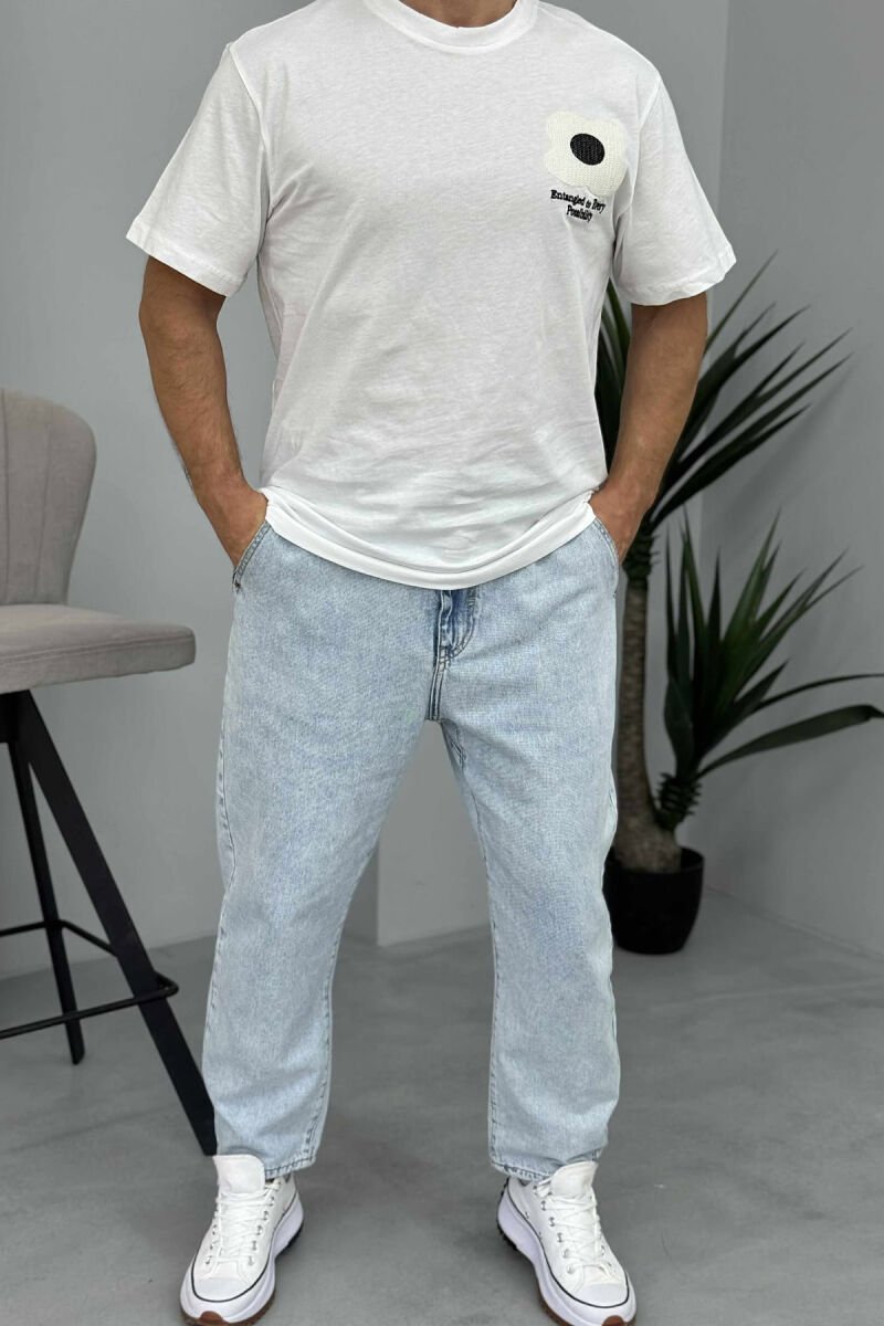 BLUZË ME DIZAJN PARA MBRAPA E THJESHTË PËR MESHKUJ NË NGJYRË TË BARDHË+TË ZEZË - 1