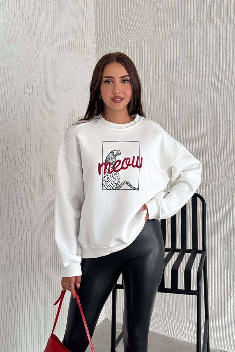 BLUZË ME IMAZH PËR FEMRA NË NGJYRËN E BARDHË - KLAUDIO FASHION