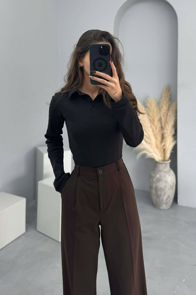 BLUZE ME JAKE POLO DHE BUTONA PER FEMRA NE NGJYRE TE ZEZE - 3