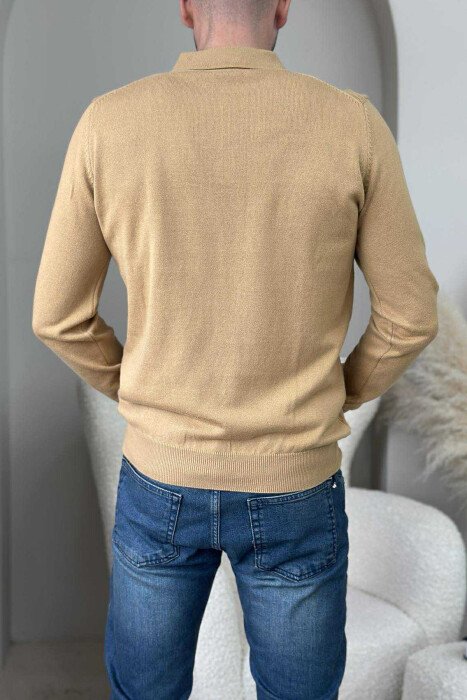 BLUZË ME JAKË POLO DHE KOPSA PËR MESHKUJ NË NGJYREN MUSTARDË - 4