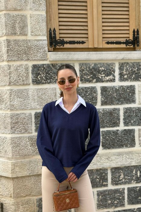 BLUZE ME JAKE POLO PER FEMRA NE NGJYRE BLU - 1