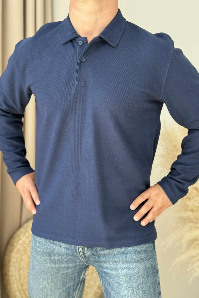 BLUZË ME JAKË POLO PËR MESHKUJ NË NGJYRËN BLU - 6