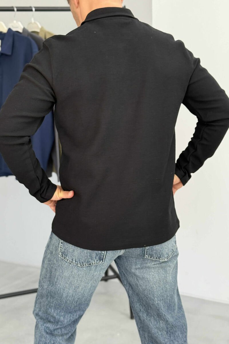 BLUZË ME JAKË POLO PËR MESHKUJ NË NGJYRËN E ZEZË - 7