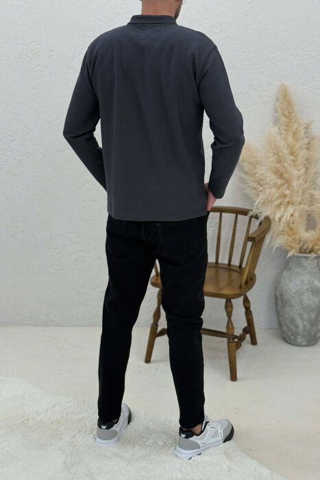 BLUZË ME JAKË POLO PËR MESHKUJ NË NGJYRËN GRI - 3