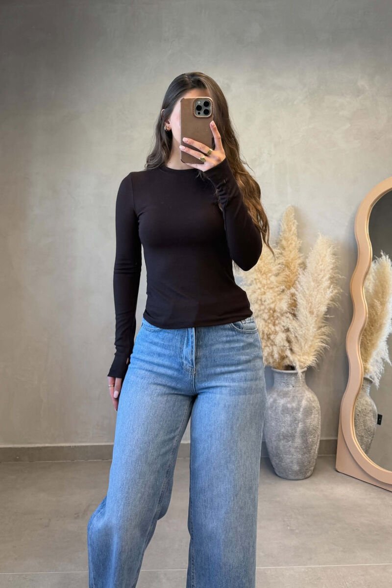 BLUZE ME JAKE RRUMBULLAKE PER FEMRA NE NGJYRE KAFE - 4