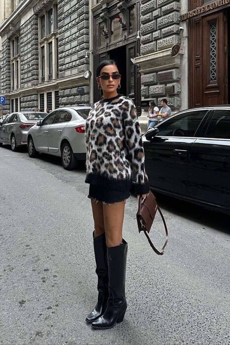 BLUZË ME JAKË TË RRUMBULLAKËT PËR FEMRA LEOPARD - 6