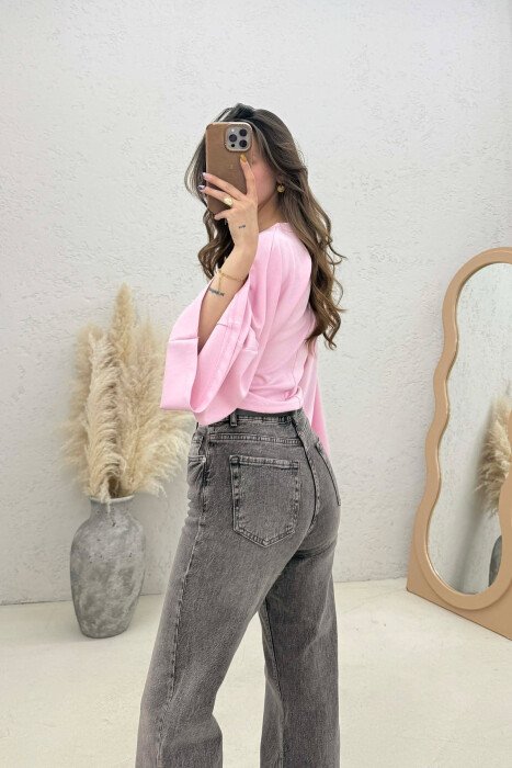 BLUZE ME MENGE TE GJATA PER FEMRA NE NGJYRE ROZE - 4