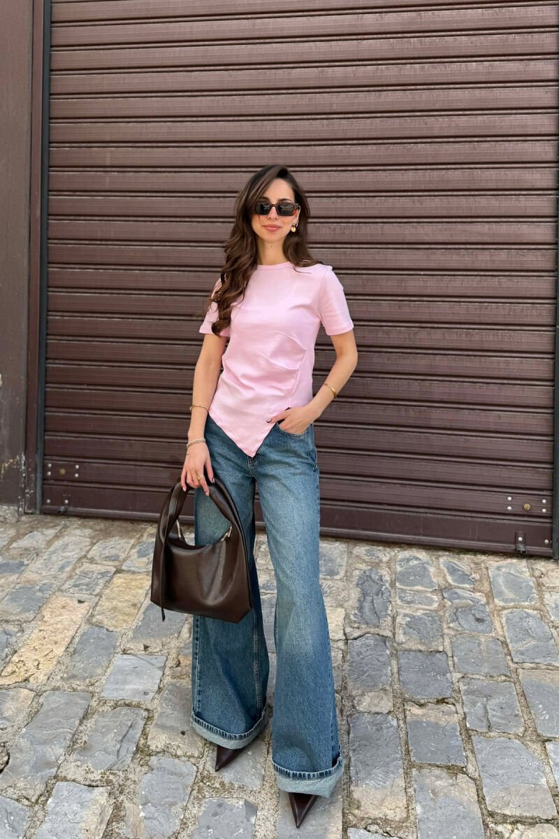 BLUZE ME MENGE TE SHKURTA PER FEMRA NE NGJYRE ROZE - 3