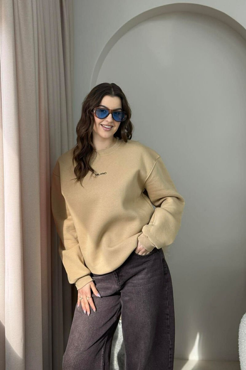 BLUZE ME PUSH DHE SHKRIM MILANO PER FEMRA NE NGJYRE BEZHE TE ERRET - 1