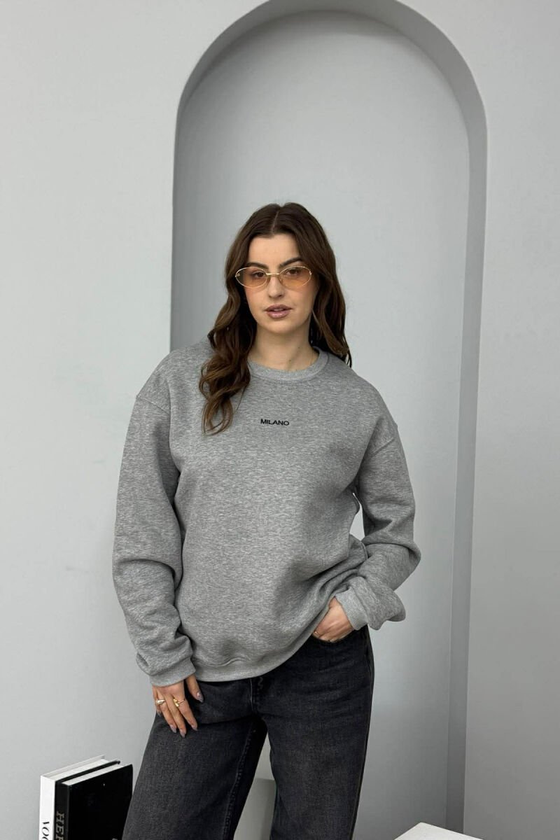 BLUZE ME PUSH DHE SHKRIM MILANO PER FEMRA NE NGJYRE GRI - 1