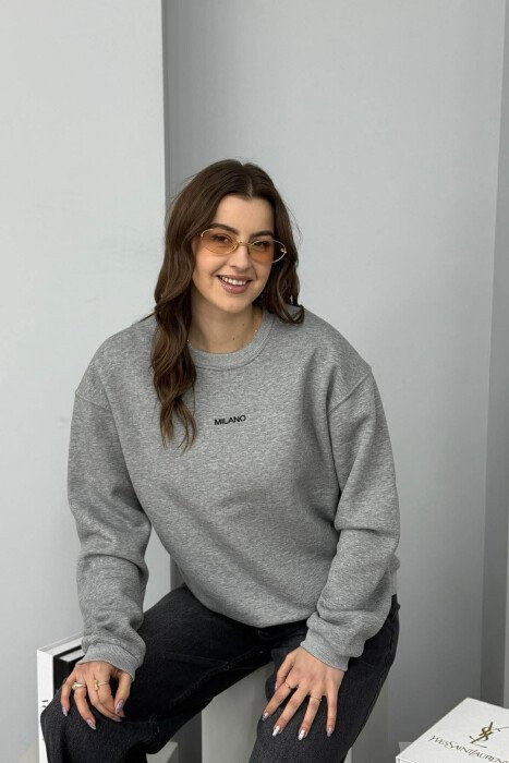 BLUZE ME PUSH DHE SHKRIM MILANO PER FEMRA NE NGJYRE GRI - 2