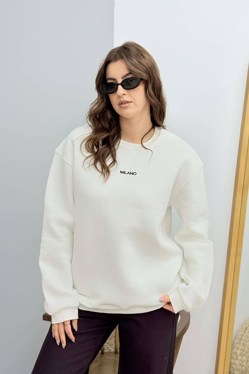 BLUZE ME PUSH DHE SHKRIM MILANO PER FEMRA NE NGJYRE TE BARDHE - 3