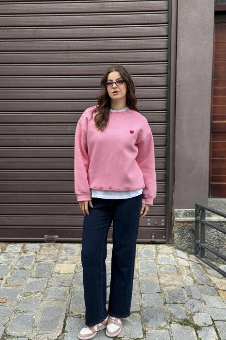 BLUZË ME PUSH ME DETAJIN E ZEMRES PËR FEMRA NË NGJYRËN ROZË - 2