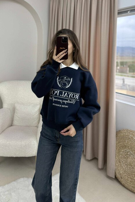BLUZE ME PUSH ME JAKE POLO DHE ME IMAZH NE PJESEN PARA PER FEMRA NE NGJYRE BLU - 1