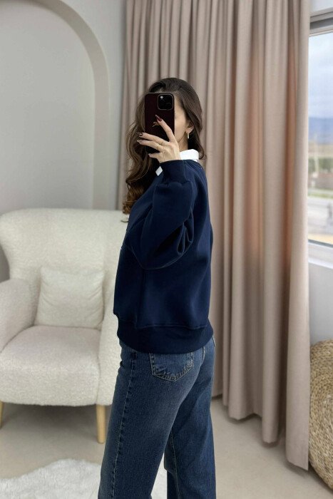 BLUZE ME PUSH ME JAKE POLO DHE ME IMAZH NE PJESEN PARA PER FEMRA NE NGJYRE BLU - 3