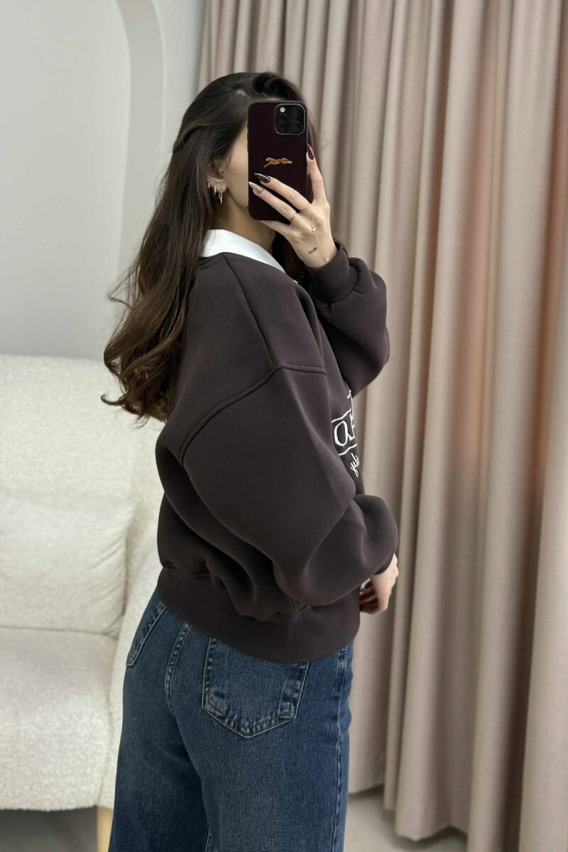 BLUZE ME PUSH ME JAKE POLO DHE ME IMAZH NE PJESEN PARA PER FEMRA NE NGJYRE KAFE - 3
