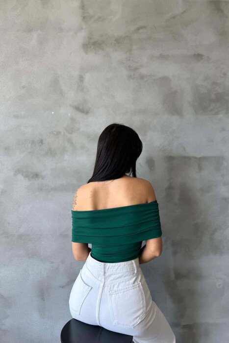 BLUZE ME SUPE TE ZBULUARA PER FEMRA NE NGJYRE JESHILE - 2