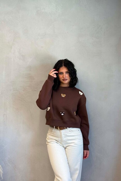 BLUZE NJE NGJYRESHE ME PUSH PER FEMRA NE NGJYRE KAFE - KLAUDIO FASHION