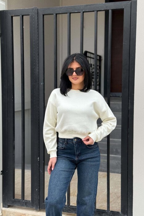 BLUZE NJE NGJYRESHE ME PUSH PER FEMRA NE NGJYRE KREM - KLAUDIO FASHION