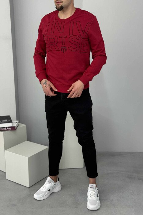 BLUZË NJË NGJYRËSHE ME SHKRIM PARA PËR MESHKUJ NË NGJYRË TË KUQE - 1