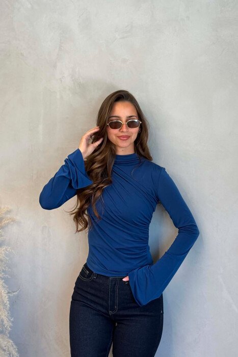 BLUZE NJE NGJYRESHE PER FEMRA NE NGJYRE BLU - KLAUDIO FASHION