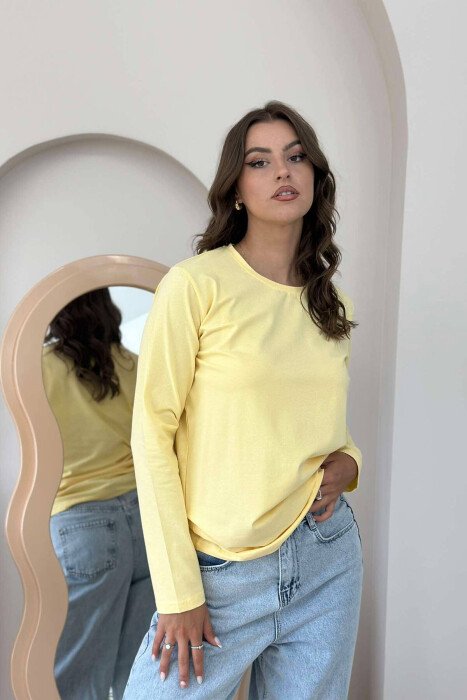BLUZË NJË NGJYRËSHE PËR FEMRA NË NGJYRË TË VERDHË - 1
