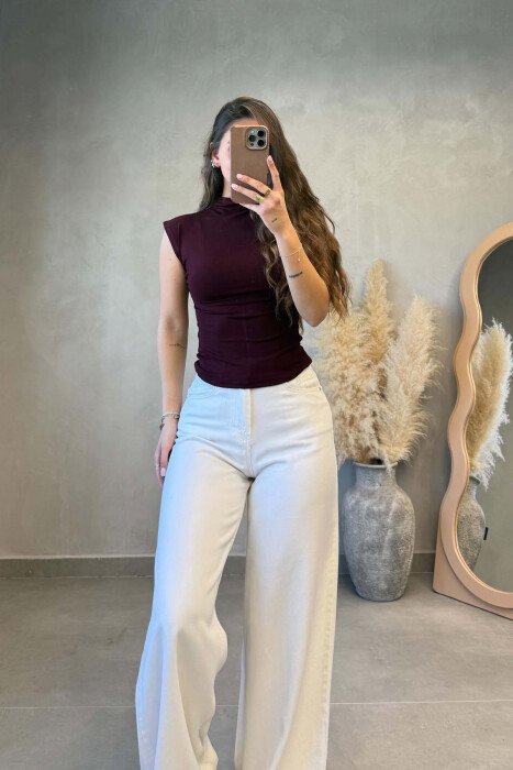 BLUZE PA MENGE ME GJYSEM GOLF PER FEMRA NE NGJYRE VISHNJE - 4