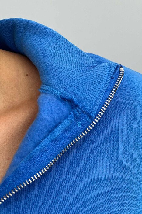BLUZË PAMBUKU ME PUSH PËR FEMRA NË NGJYRËN BLU - 5