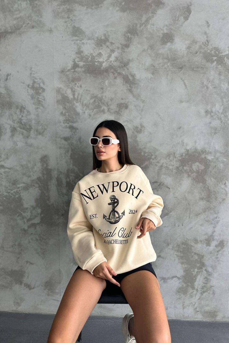 NEWPORT LOGO WOMEN SWEATSHIRT BEIGE/BEZHE - 1
