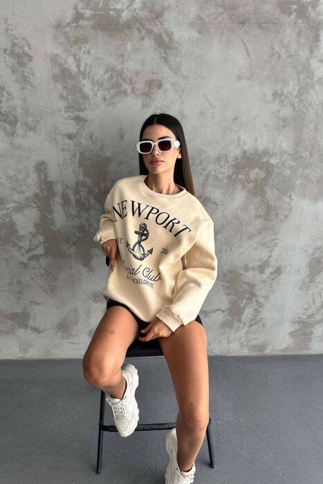 NEWPORT LOGO WOMEN SWEATSHIRT BEIGE/BEZHE - 2
