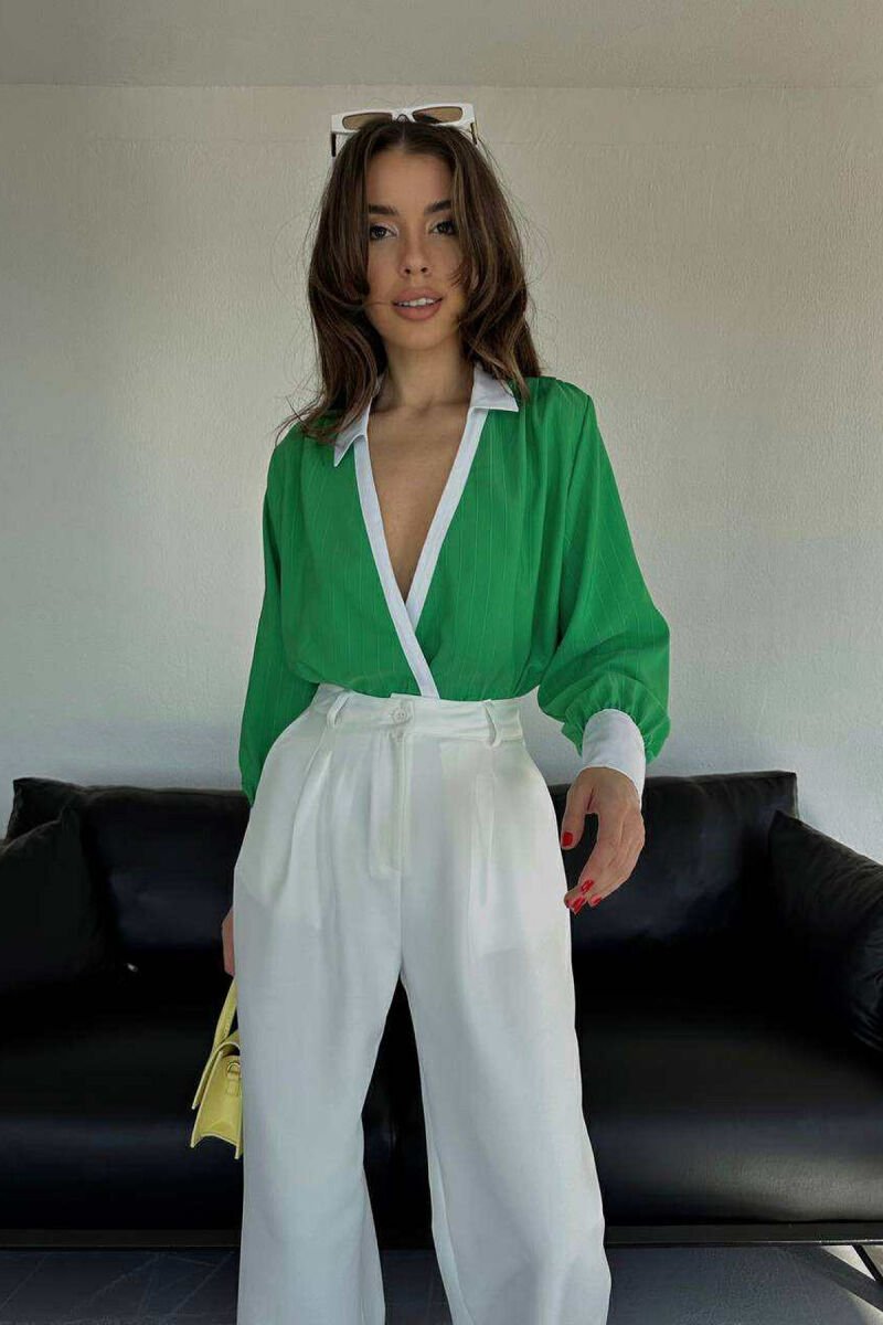 BODY DY NGJYRËSH ME VIJA PËR FEMRA NË NGJYRËN JESHILE - 3