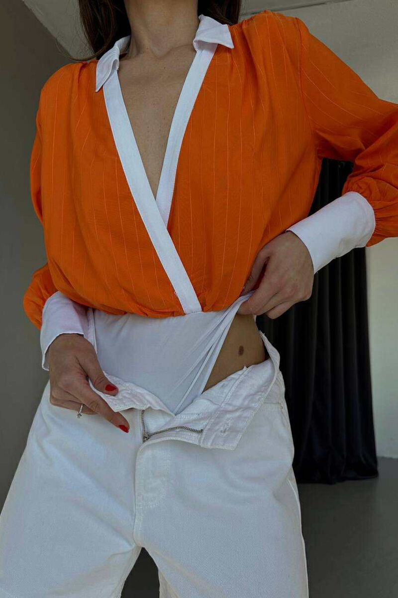 BODY DY NGJYRËSH ME VIJA PËR FEMRA NË NGJYRËN PORTOKALLI - 2