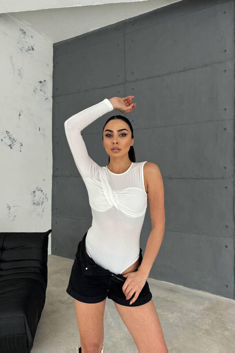 BODY ME NJË MËNGË PËR FEMRA NË NGJYRËN E BARDHË - 10