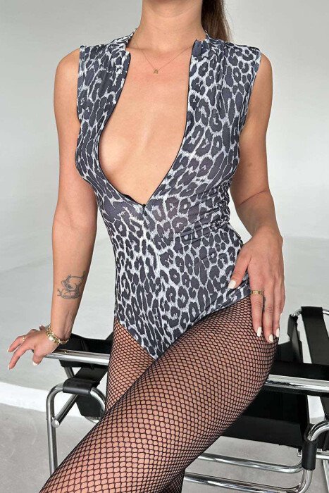 BODY ME ZINXHIR ME PRINT LEOPARDI PËR FEMRA NË NGJYRËN E ZEZË - 4